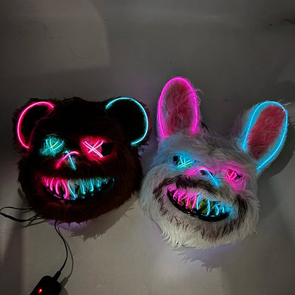 Masque de Lapin Sanglant LED – Halloween, Cosplay et Fête Effrayante