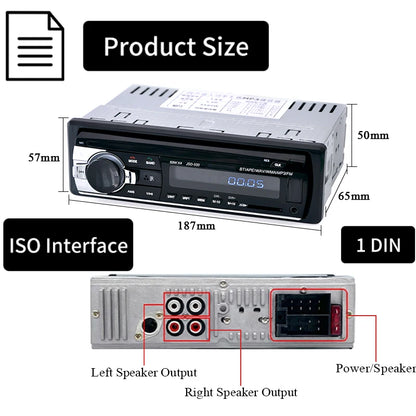 Autoradio Hippcron 1DIN Bluetooth – Lecteur MP3 Stéréo 60W x 4 avec USB/SD/AUX/FM