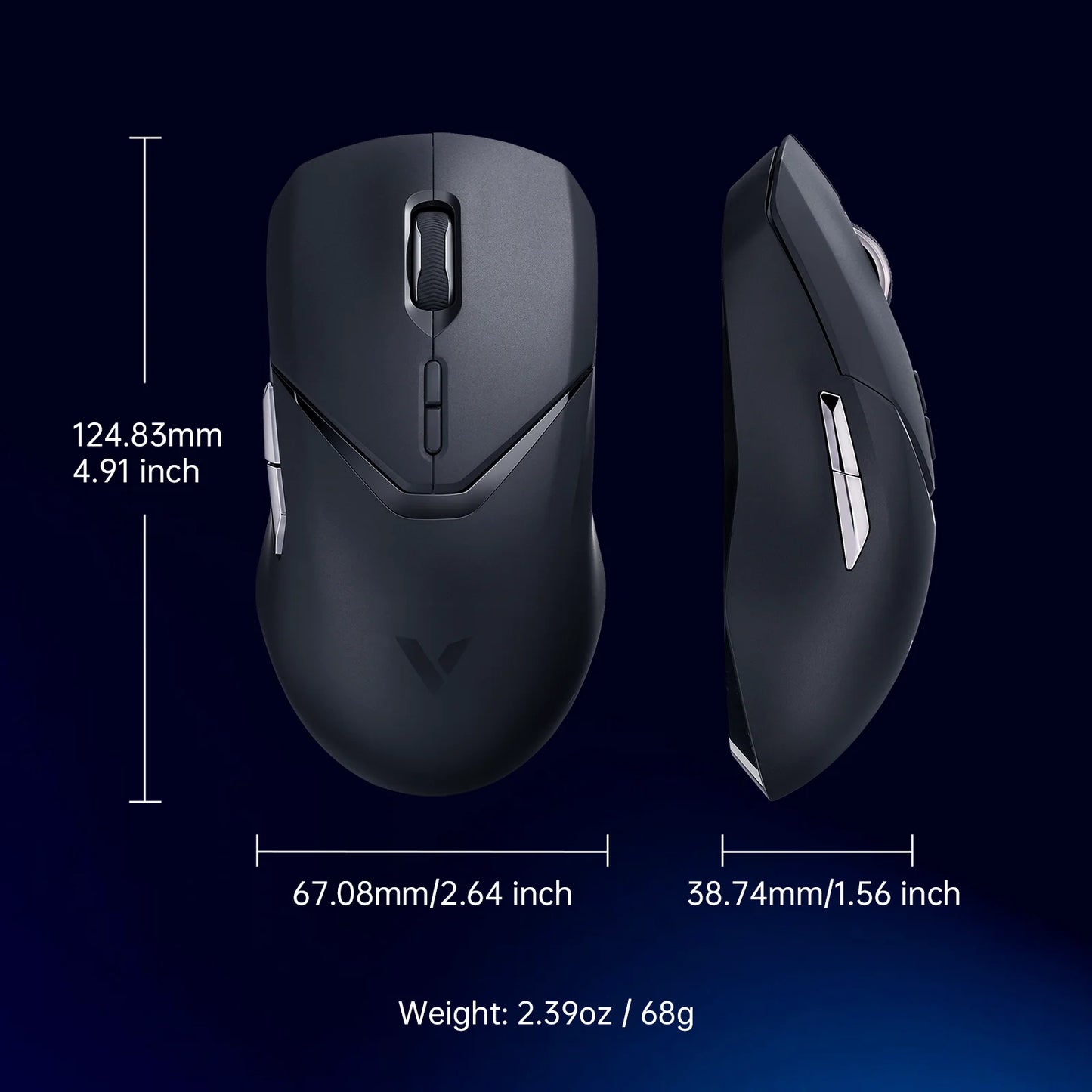 Rapoo VT9PRO – Souris de jeu sans fil légère 68g, 26000 DPI, autonomie 160H