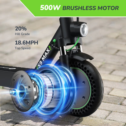 ISINWHEEL S9 MAX – Scooter Électrique Adulte 500W, Batterie 36V 10,4Ah, Pneus 10"