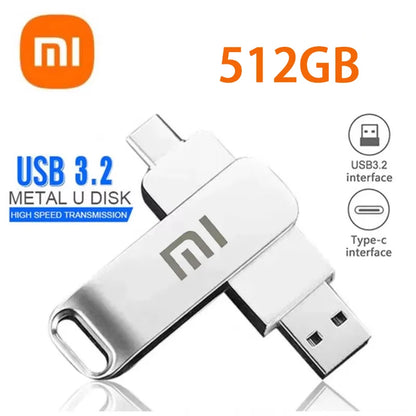 Xiaomi Flash Drives 2 To Usb 3.2 métal haute vitesse 1 To 512 Go bâton étanche SSD stockage PC téléphone transfert de données Portable