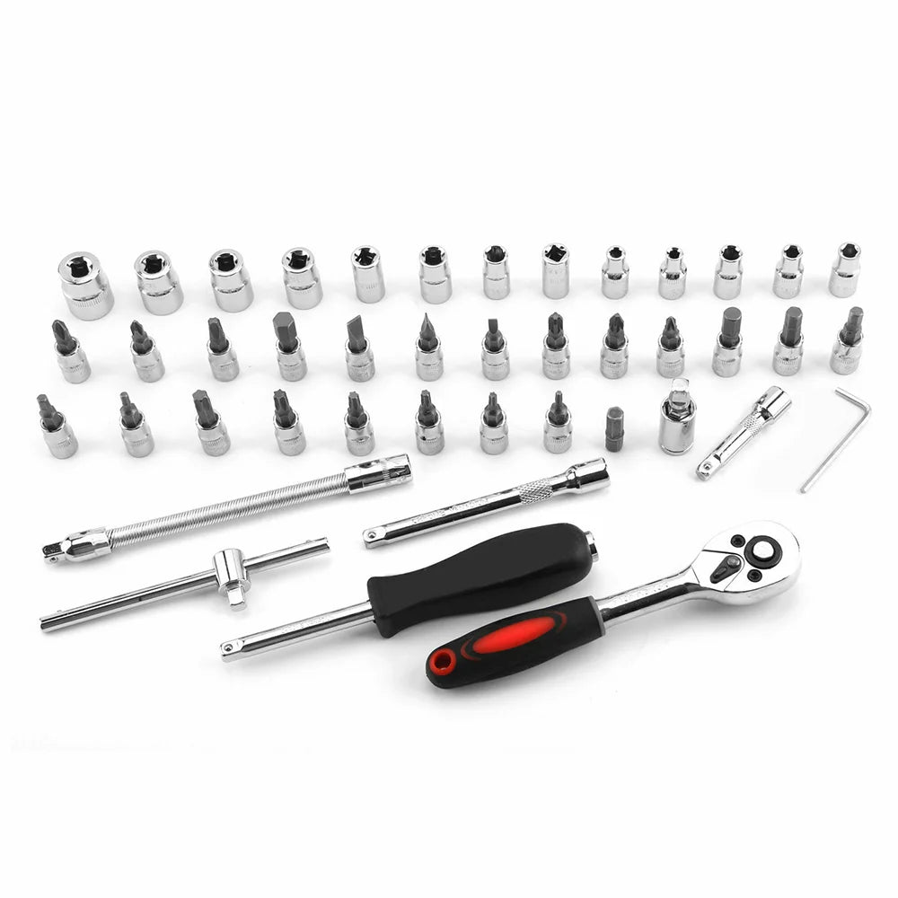 53 pièces/ensemble Kit d'outils de réparation de voiture jeu de douilles d'entraînement outils de réparation de voiture clé dynamométrique à cliquet Combo outil de réparation automobile jeu de douilles d'embout
