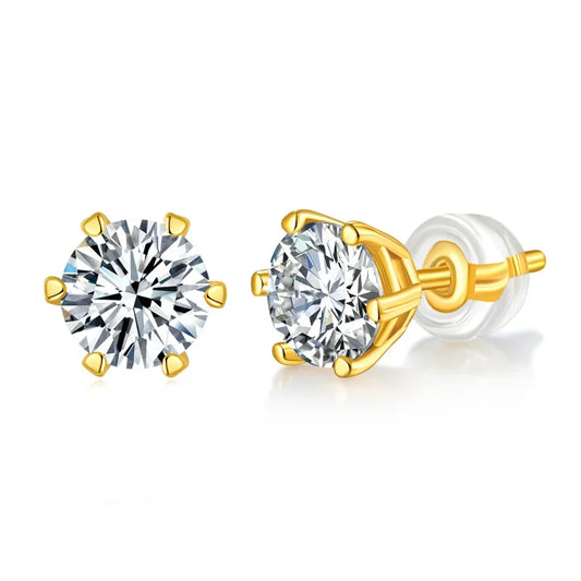 Boucles d’oreilles Rondes Femme Or Jaune avec Moissanite – Style Trendy