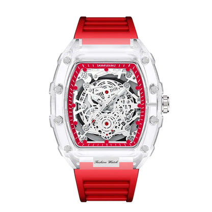 UTHAI BK134 montre à la mode pour hommes en forme de baril montre à quartz étanche transparente horloge de sport montres cadeaux pour homme