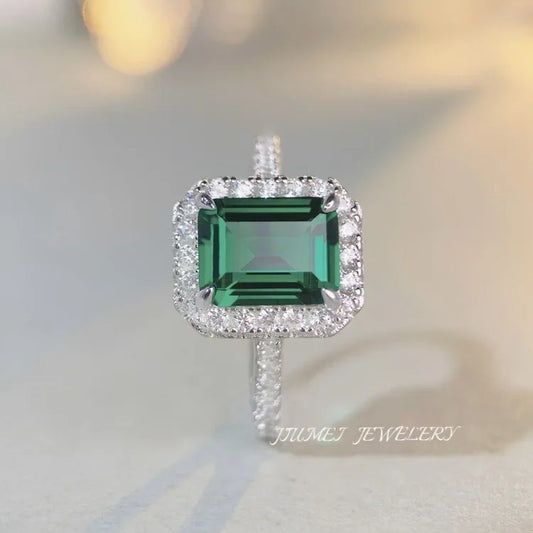 Bague en diamant taillée émeraude pour femme, or blanc de luxe, résistant, solide, PT950, 3 carats, cadeau pour la journée de Léon