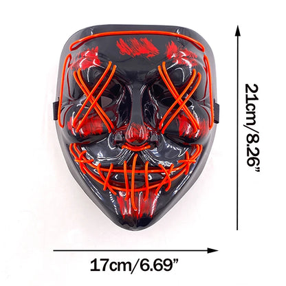 Masque Néon Lumineux EL – Halloween, Cosplay et Purge Effrayant pour Adultes