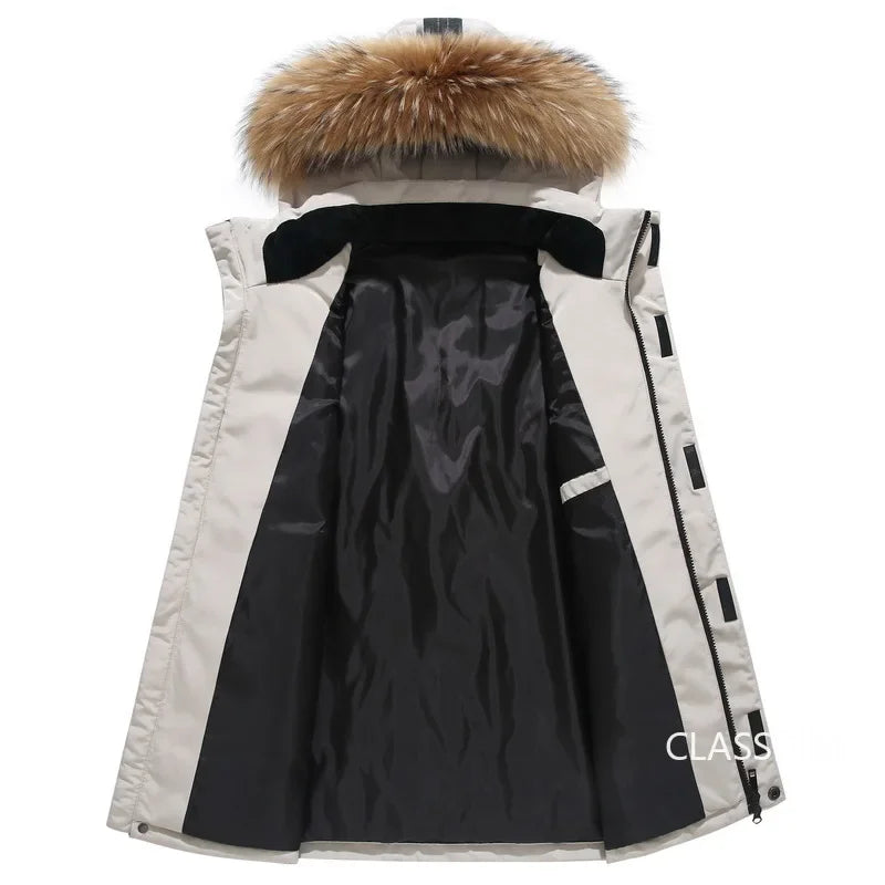 Veste à capuche en duvet de canard pour hommes  Parka d’hiver chaude et coupe-vent