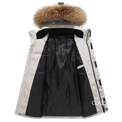 Veste à capuche en duvet de canard pour hommes  Parka d’hiver chaude et coupe-vent