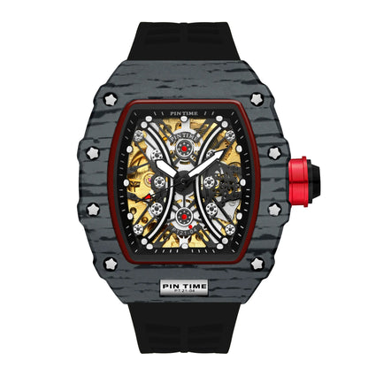 Famous Mechanical Man Watches Classic RM Luxury Design Automatic Visable Wristwatch 10 Color Causal Men Watch Rubber Strap Belt