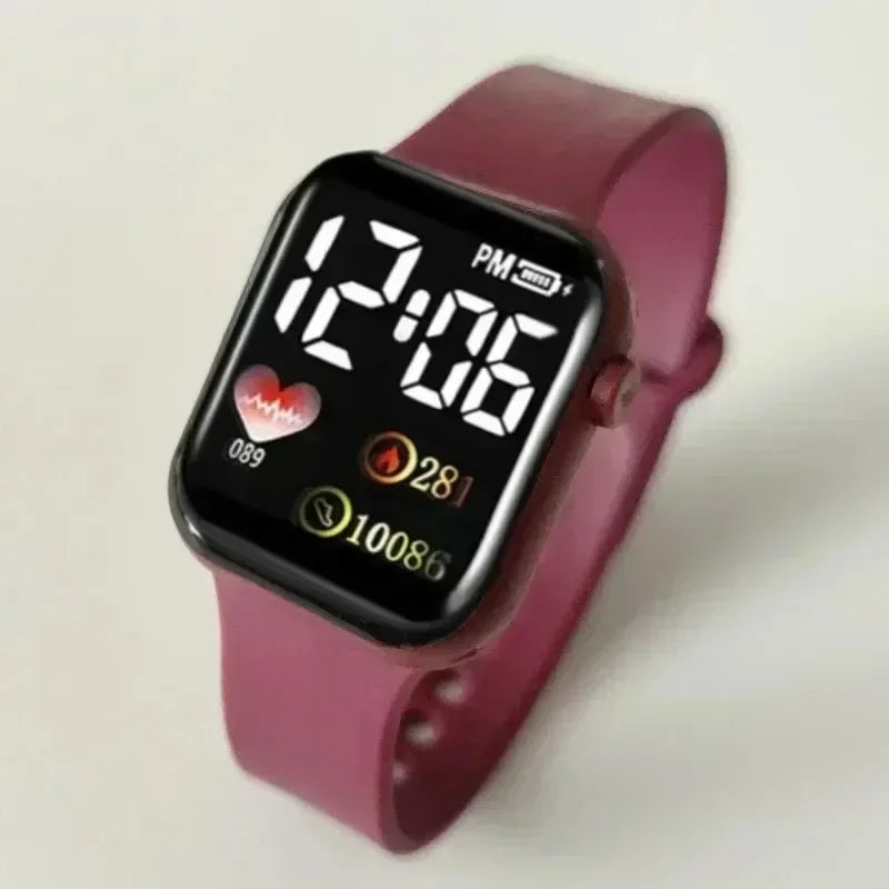 Montre LED Enfants et Femmes – Bracelet Plastique, Étanche et Numérique