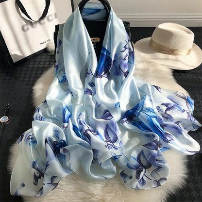🧣 Foulard en Soie RUNMEIFA – Élégance d’Été & Style Luxe
