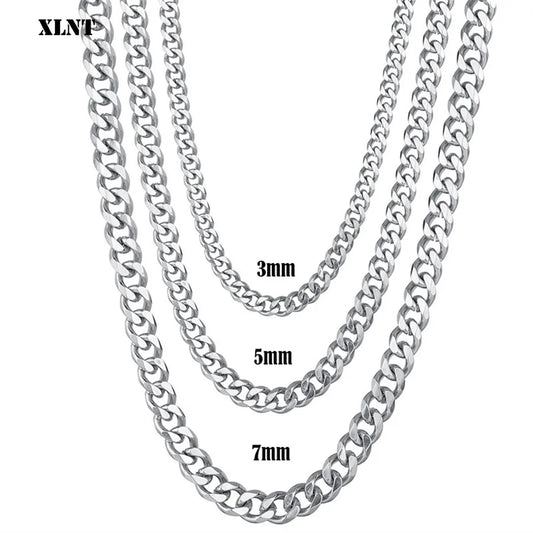 Collier à Maillons Cubains en Acier Inoxydable, Bijou pour Homme, Taille 3.6-9mm, 1 Pièce