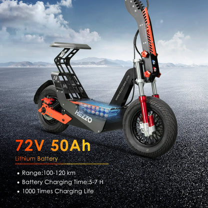HEZZO F8 Electric Scooter 16 Inch Foldable 72v 8000W 62.5MPH 50Ah Long Range Off Road Escooter Motorbike With Seat US Warehouse