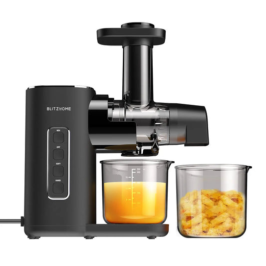 Blitzhome BH-JC01 Presse-agrumes à pression froide Modes à 2 vitesses Presse-agrumes à mastication lente pour légumes et fruits avec moteur silencieux