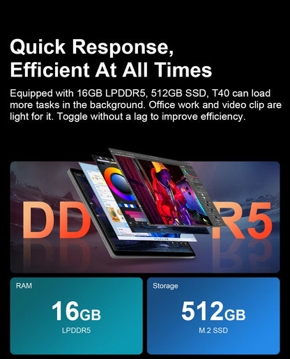 PC Portable 2-en-1 : Performance et Polyvalence avec l'écran tactile 1200P