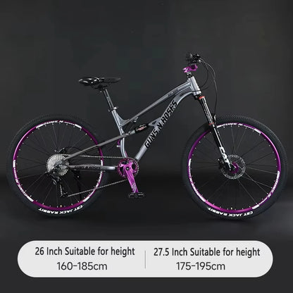 🚵 VTT 26"/27,5" 10 vitesses – Suspension pneumatique, cadre aluminium soft-tail