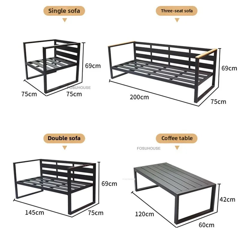 Canapé de cour en plein air européen, fauteuil en alliage d'aluminium, meubles de jardin de luxe, protection solaire, canapé étanche
