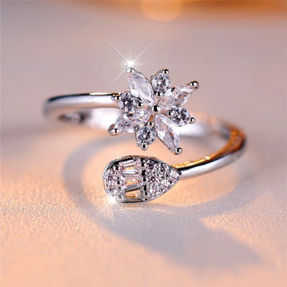 Bague Ouverte et Ajustable en Argent Blanc pour Femme, Bijoux de Mariage, Petit, Mignon, Document, Vintage