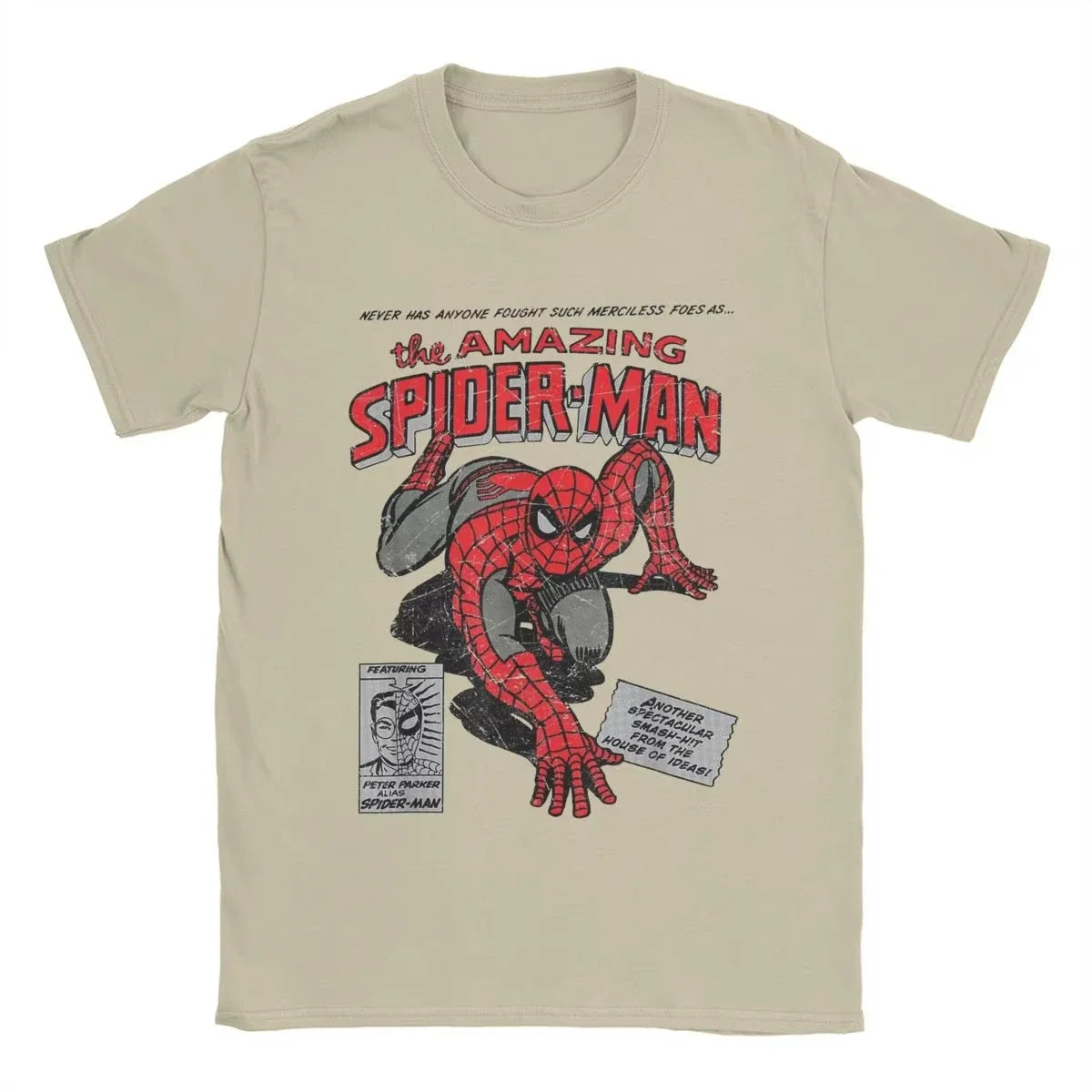 Spider-Man T-shirt rétro – T-shirt Hommes 100% Coton, Col Rond, Bande Dessinée Créative