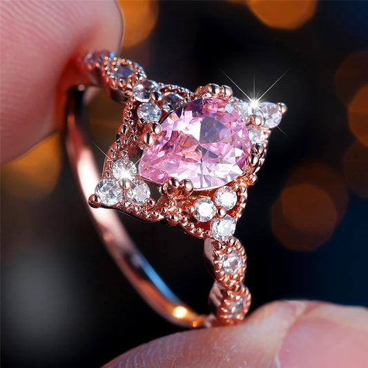 ChimPink-Bague de Fiançailles pour Femme, Bijoux Vintage en Argent et Or, Bandes de Mariage