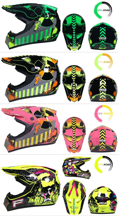 Envoyer 3 pièces cadeau casque de moto enfants casque tout-terrain vélo descente AM DH casque de cross capacete motocross casco