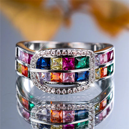 Bague de Luxe en Forme de Petit Arc-en-Ciel pour Femme, Bijou Vintage en Argent pour Patients de Mariage