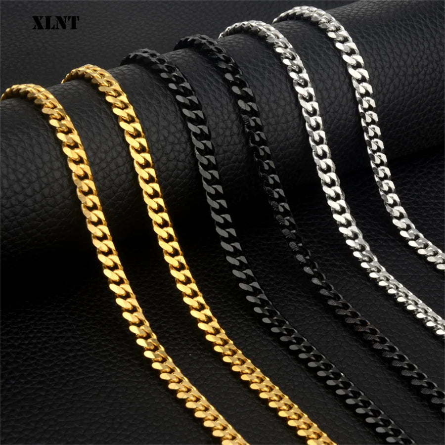 Collier à Maillons Cubains en Acier Inoxydable, Bijou pour Homme, Taille 3.6-9mm, 1 Pièce