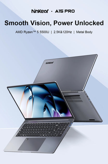 Ninkear A15 Pro – Ordinateur portable 16’’ IPS 2.5K, AMD Ryzen 5, 16GB DDR4, 512GB, Windows 11 Pro