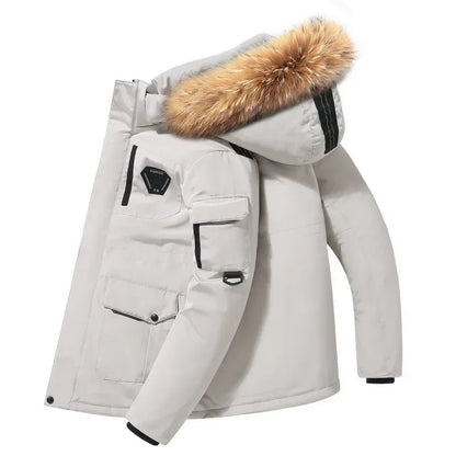 Veste à capuche en duvet de canard pour hommes  Parka d’hiver chaude et coupe-vent