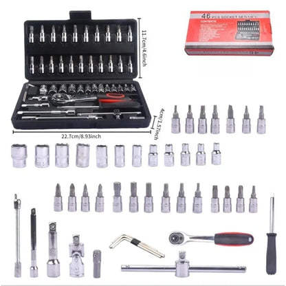 🔧 Kit de Clés à Douille 46 Pièces – Réparation Auto & Maison