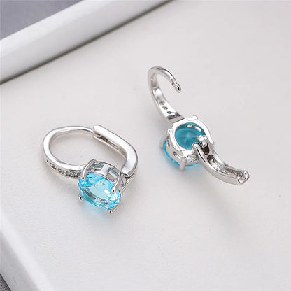 Boucles d'oreilles rondes en pierre blanche pour femmes, bijoux de mariage, cristal, classique, argent, document, femme, luxe