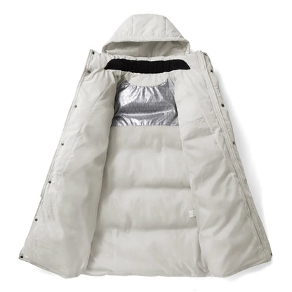 Parka chauffante à capuche pour homme, veste rembourrée, manteau long, veste chaude, technologie graphène, style coréen, haut de gamme, couple, hiver, 2024