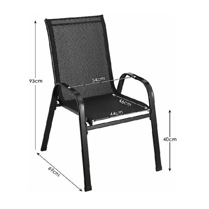 4 pièces chaises de jardin acier-fer + tissu Casseline pliant dossier haut chaise de balcon chaise de Camping sièges extérieurs groupe noir