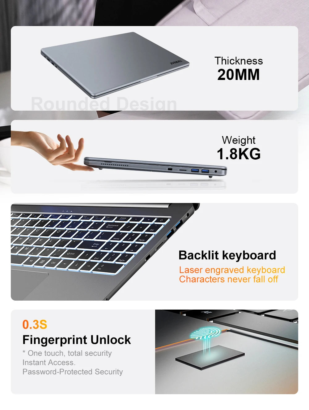 Ninkear A15 Pro – Ordinateur portable 16’’ IPS 2.5K, AMD Ryzen 5, 16GB DDR4, 512GB, Windows 11 Pro