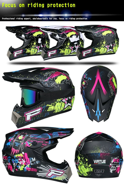 Envoyer 3 pièces cadeau casque de moto enfants casque tout-terrain vélo descente AM DH casque de cross capacete motocross casco
