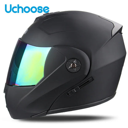 Uchoose Casque à Section transversale Double lentille Certification DOT Casque de moto de sécurité Casque à rabat modulaire Casque unisexe avec visière