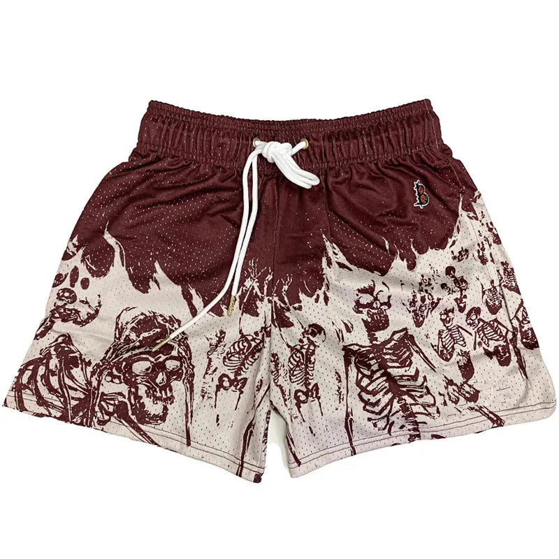 Shorts d'été pour homme, avec motif crâne, parfaits pour un look décontracté.