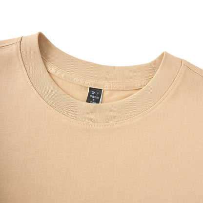 Adidas Crew Beige – T-shirt Unisexe à Col Rond avec Logo Blanc Vertical
