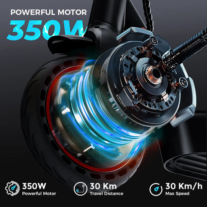iScooter Trottinette électrique i9 8,5 pouces 350 W 7,5 Ah 30 km/h pour adultes, autonomie maximale de 30 km, avec application