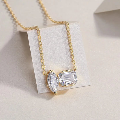 Pendentif Femme Rectangle Or Jaune avec Moissanite – Style Trendy