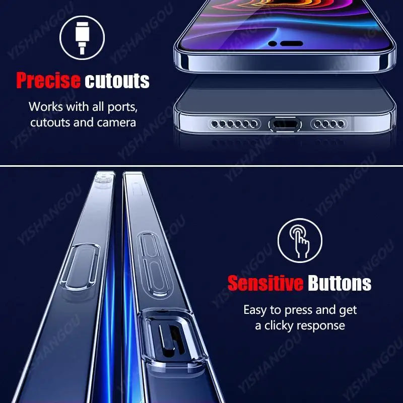 Coque rigide Ultra fine et transparente pour iPhone 15 14 13 12 16 Pro Max 16e 11, coque de téléphone antichoc transparente
