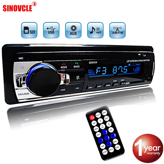 Autoradio Hippcron 1DIN Bluetooth – Lecteur MP3 Stéréo 60W x 4 avec USB/SD/AUX/FM