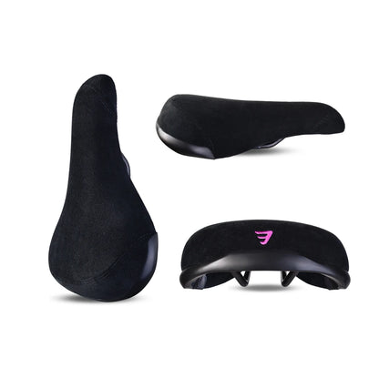 Funsea – Selle de vélo pour enfants en flanelle noire, logo brodé multicolore, confortable et résistante