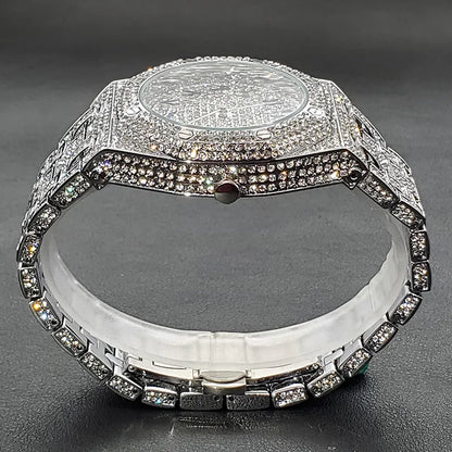 Luxus Voller Diamant Uhren für Männer Marke Hip Hop Iced Out Arabischen Ziffern Mode Stahl Wasserdichte Uhr Drop Shipping 