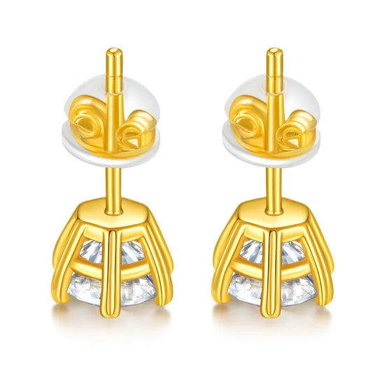 Boucles d’oreilles Rondes Femme Or Jaune avec Moissanite – Style Trendy