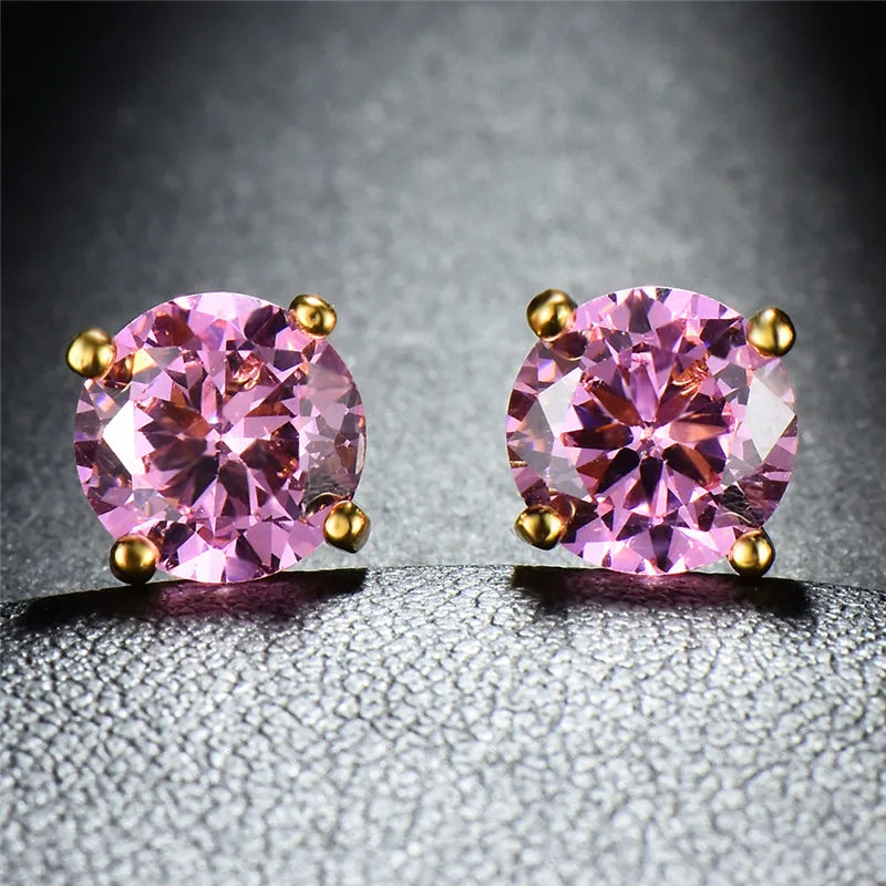 Boucles d'oreilles rondes en cristal pour femme, bijoux de mariage classiques, documents en or vintage, 4 broches, noir et violet