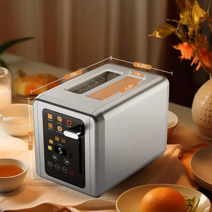 Grille-Pain BAIHUAN KST075AE – Acier Inoxydable, 2 Tranches, Minuterie Digitale