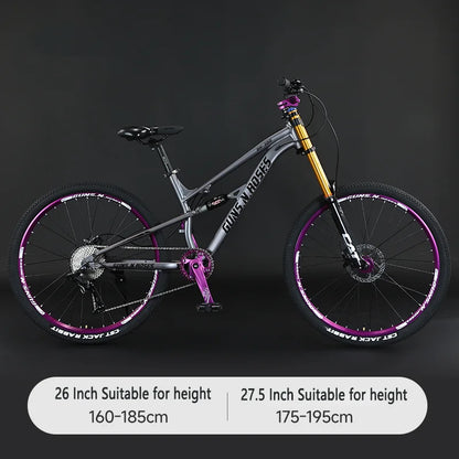 🚵 VTT 26"/27,5" 10 vitesses – Suspension pneumatique, cadre aluminium soft-tail