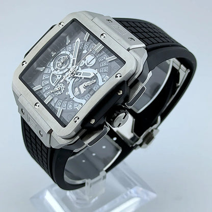 VK63 Quarz-Chronographenuhr – Quadratisches Design und leuchtend grüne Beleuchtung 