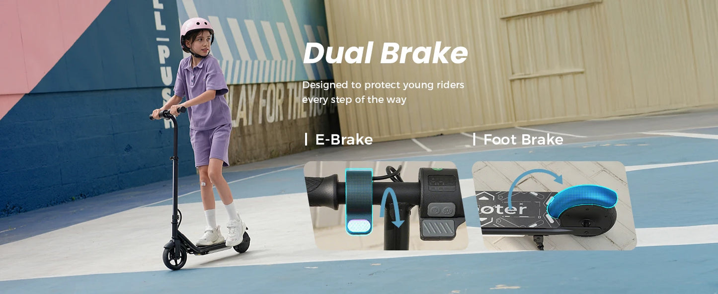 Scooter électrique pour enfants K2Pro, pneus 6 pouces, moteur 150W, vitesse 16 km/h, batterie 2,6 ah, portée 6-9km, 3 vitesses, hauteur réglable